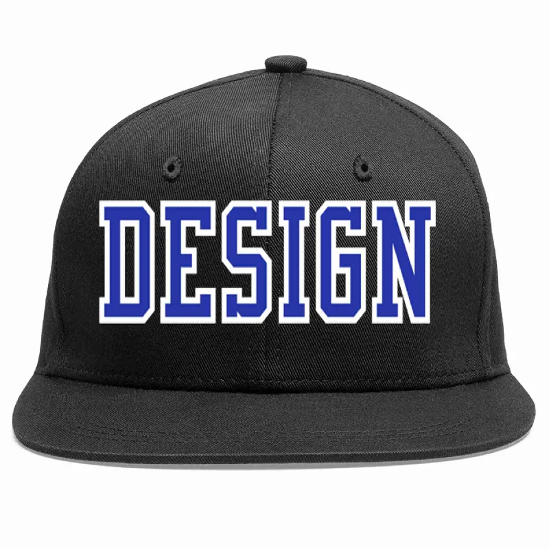 Baseball caps for kidsCustom Black Royal-White Flat Eaves Sport Baseball Cap Design for Men/Women/Youth