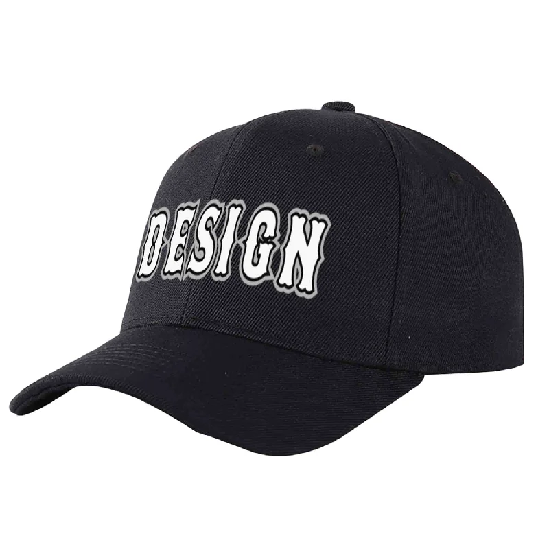 Collaborative baseball cap designsCustom Black White-Black Curved Eaves Sport Design Baseball Cap