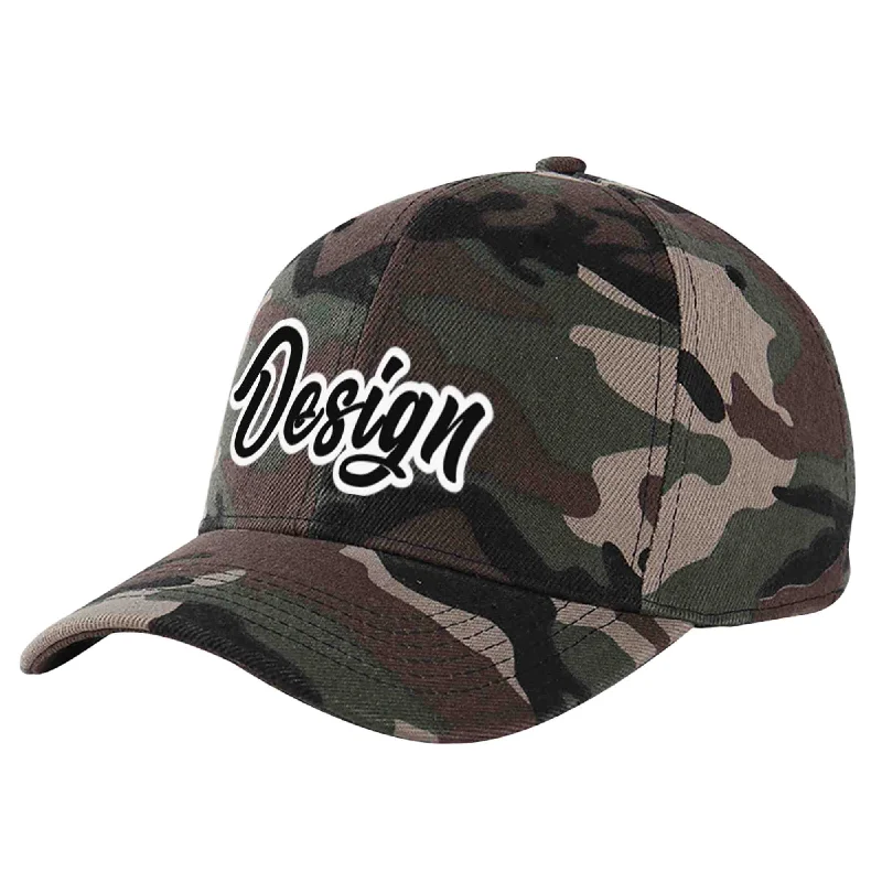 Baseball cap for large headsCustom Camo Black-White Curved Eaves Sport Design Baseball Cap