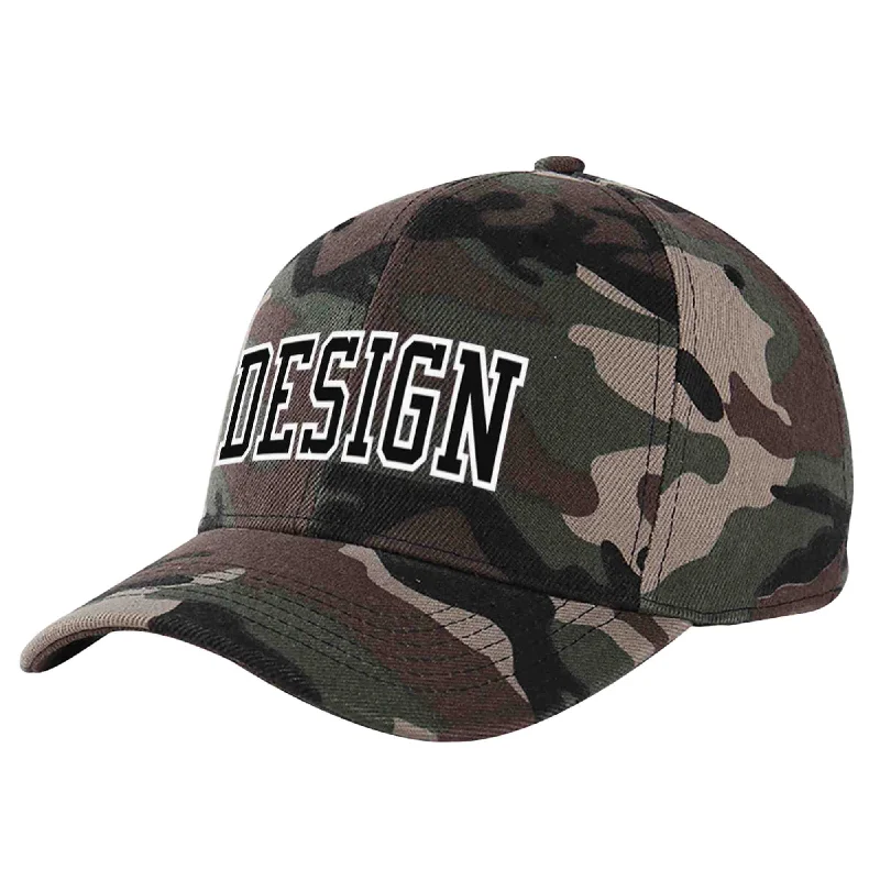 Classic baseball cap stylesCustom Camo Black-White Curved Eaves Sport Design Baseball Cap