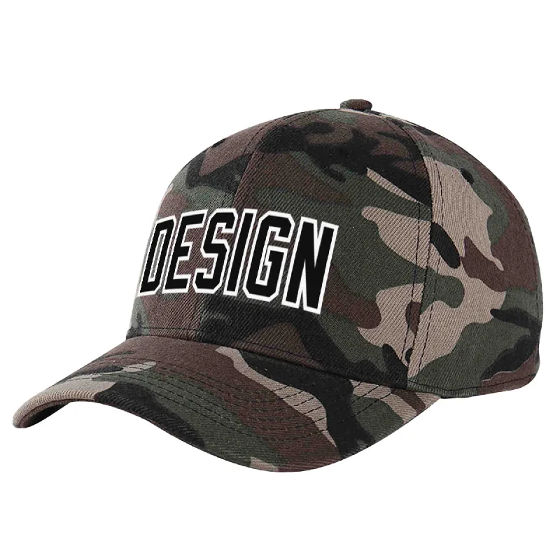 Best baseball cap brands for qualityCustom Camo Black-White Curved Eaves Sport Design Baseball Cap