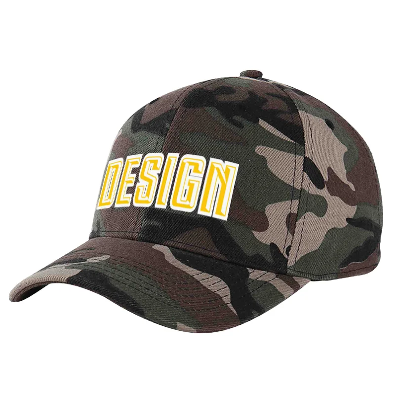 Baseball cap size guideCustom Camo Gold-White Curved Eaves Sport Design Baseball Cap