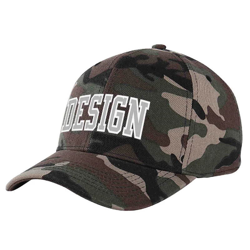 Newest baseball cap releasesCustom Camo Gray-White Curved Eaves Sport Design Baseball Cap