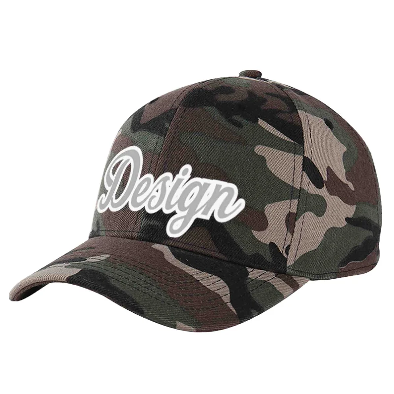 Baseball caps for different occasionsCustom Camo Gray-White Curved Eaves Sport Design Baseball Cap