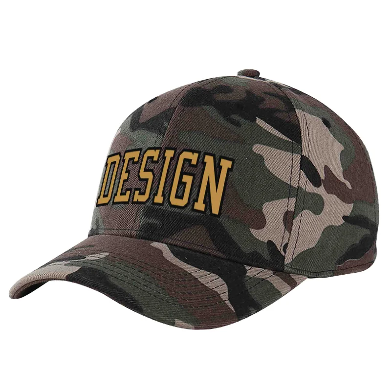 Baseball cap accessoriesCustom Camo Old Gold-Black Curved Eaves Sport Design Baseball Cap