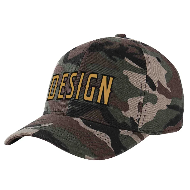 Baseball caps for sun protectionCustom Camo Old Gold-Black Curved Eaves Sport Design Baseball Cap