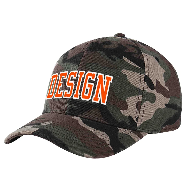 Baseball cap maintenance toolsCustom Camo Orange-White Curved Eaves Sport Design Baseball Cap