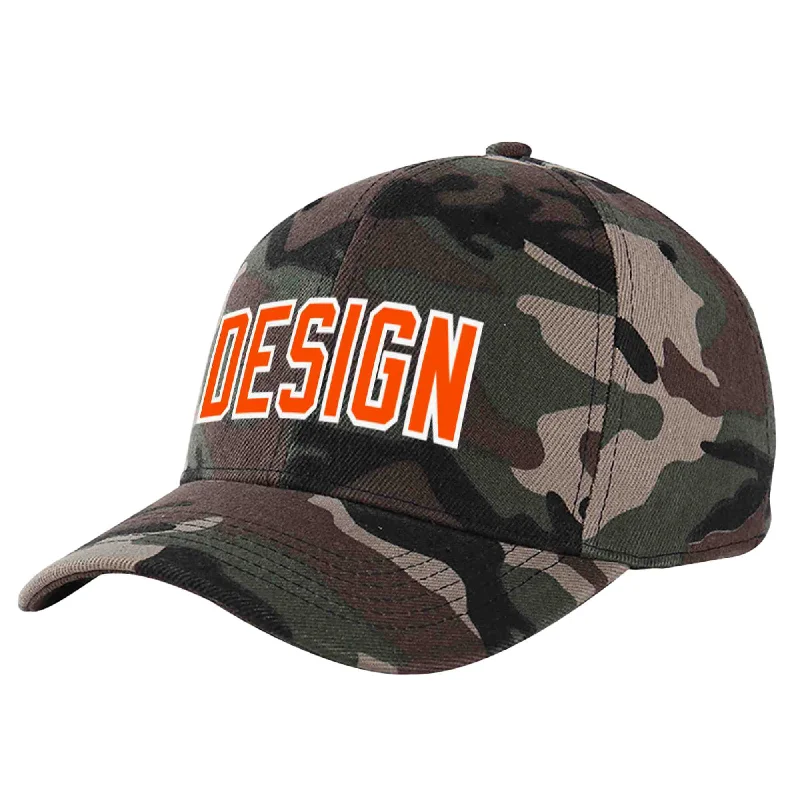 Baseball caps for different head shapesCustom Camo Orange-White Curved Eaves Sport Design Baseball Cap