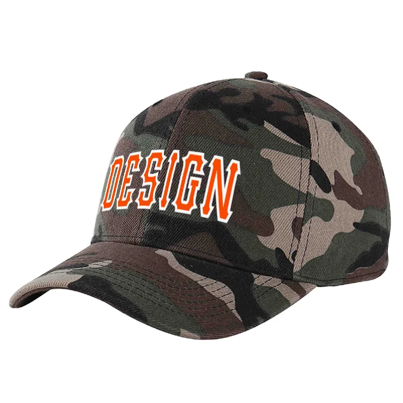 Newest baseball cap releasesCustom Camo Orange-White Curved Eaves Sport Design Baseball Cap