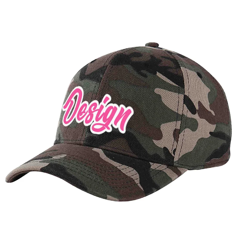 Baseball caps for sports fansCustom Camo Pink-White Curved Eaves Sport Design Baseball Cap