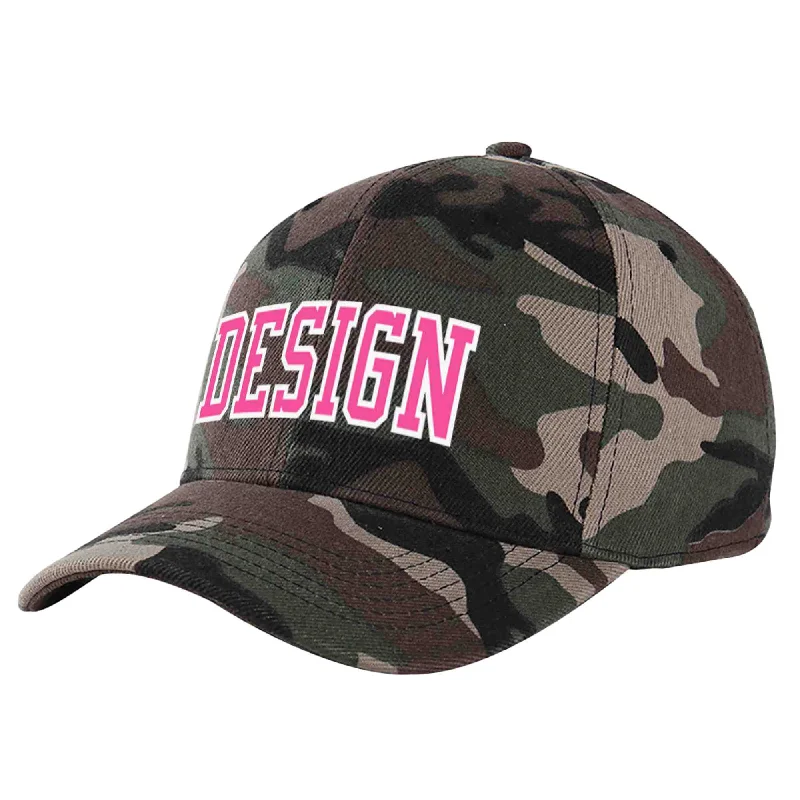 Baseball caps for specific teamsCustom Camo Pink-White Curved Eaves Sport Design Baseball Cap