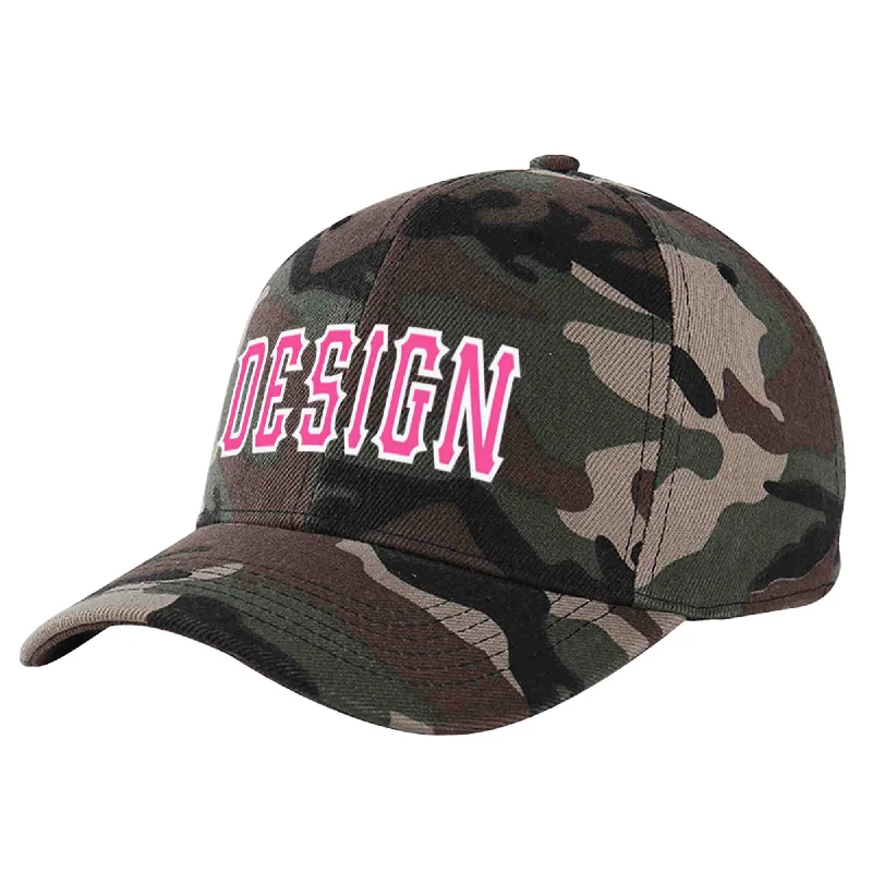 Baseball caps for different occasionsCustom Camo Pink-White Curved Eaves Sport Design Baseball Cap