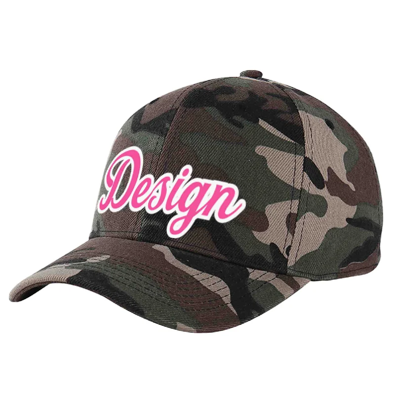 How to style a baseball cap with outfitsCustom Camo Pink-White Curved Eaves Sport Design Baseball Cap