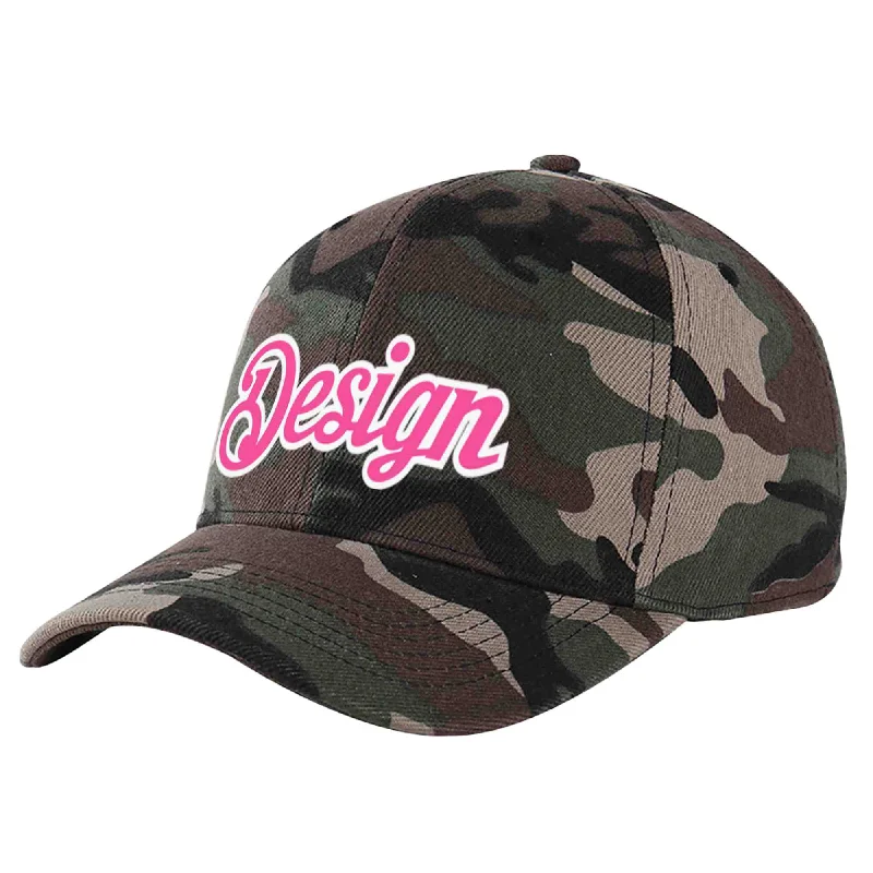 Baseball caps for winterCustom Camo Pink-White Curved Eaves Sport Design Baseball Cap