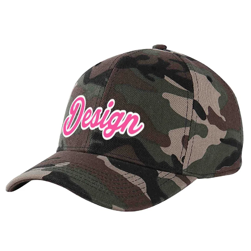 Baseball caps for different age groupsCustom Camo Pink-White Curved Eaves Sport Design Baseball Cap