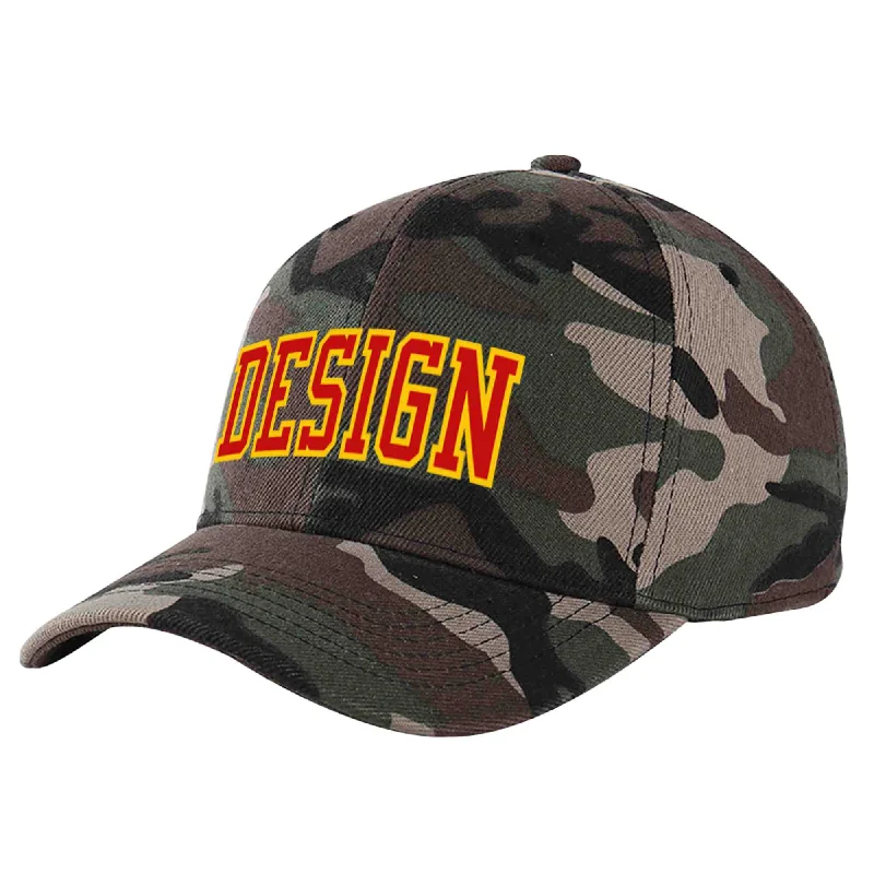 Limited edition baseball capsCustom Camo Red-Yellow Curved Eaves Sport Design Baseball Cap