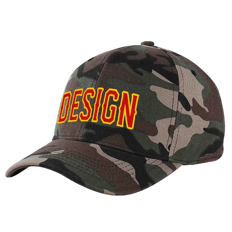 Baseball cap accessoriesCustom Camo Red-Yellow Curved Eaves Sport Design Baseball Cap