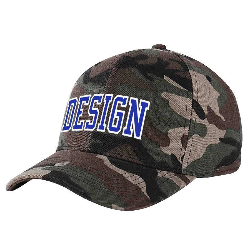 Collaborative baseball cap designsCustom Camo Royal-White Curved Eaves Sport Design Baseball Cap