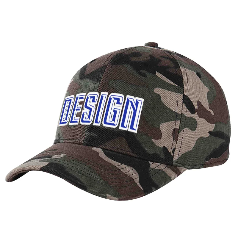 Baseball cap sets and bundlesCustom Camo Royal-White Curved Eaves Sport Design Baseball Cap