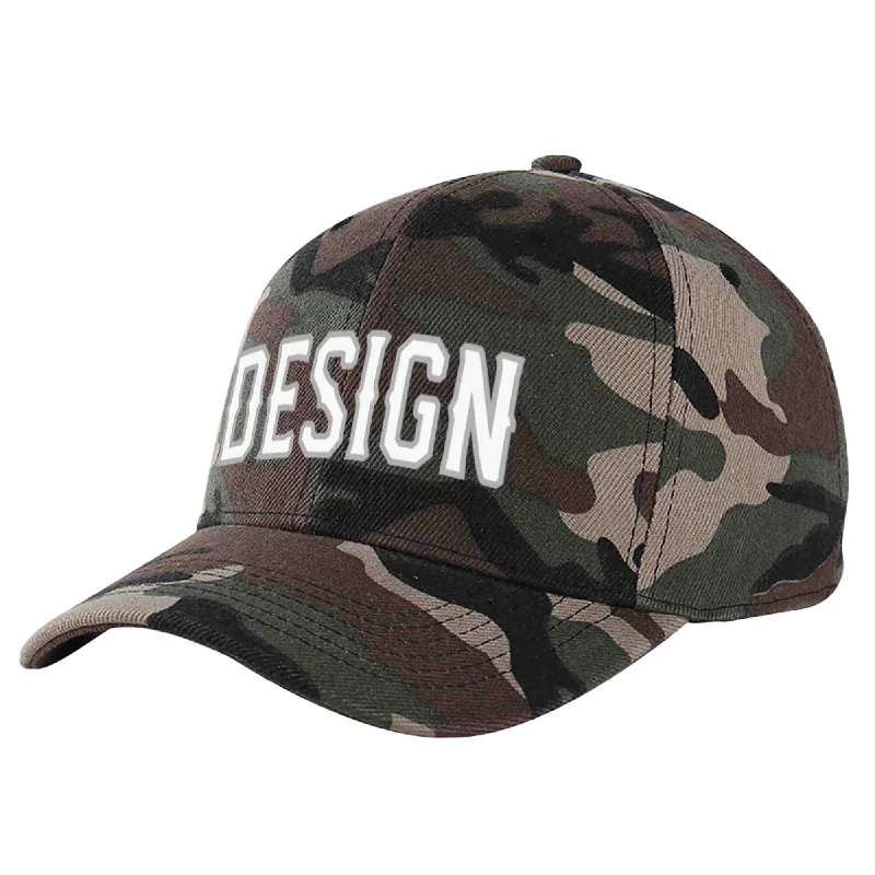 Baseball caps for sports fansCustom Camo White-Gray Curved Eaves Sport Design Baseball Cap