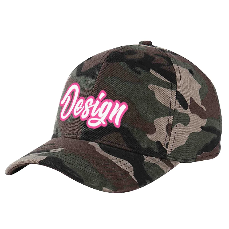 Best baseball cap brandsCustom Camo White-Pink Curved Eaves Sport Design Baseball Cap