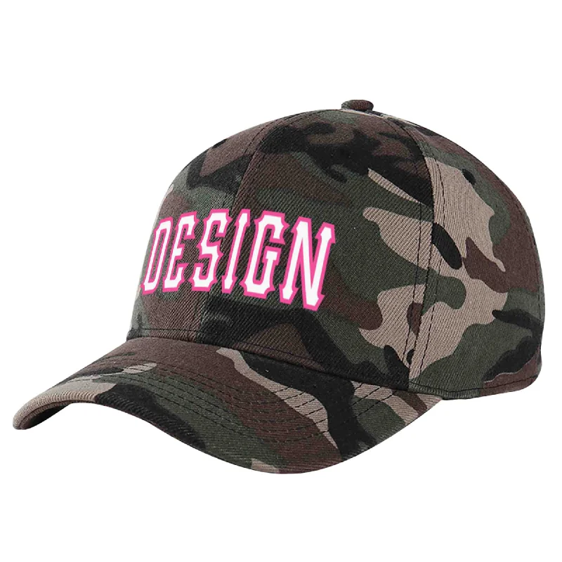 Baseball caps for different gendersCustom Camo White-Pink Curved Eaves Sport Design Baseball Cap