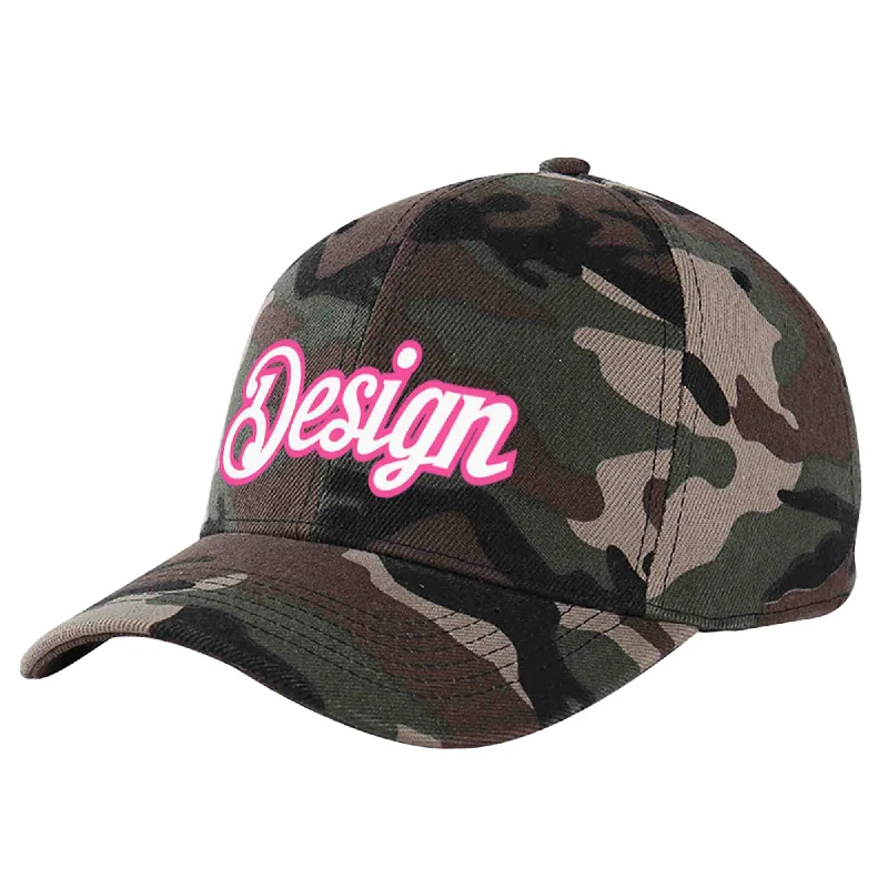 Baseball caps for menCustom Camo White-Pink Curved Eaves Sport Design Baseball Cap