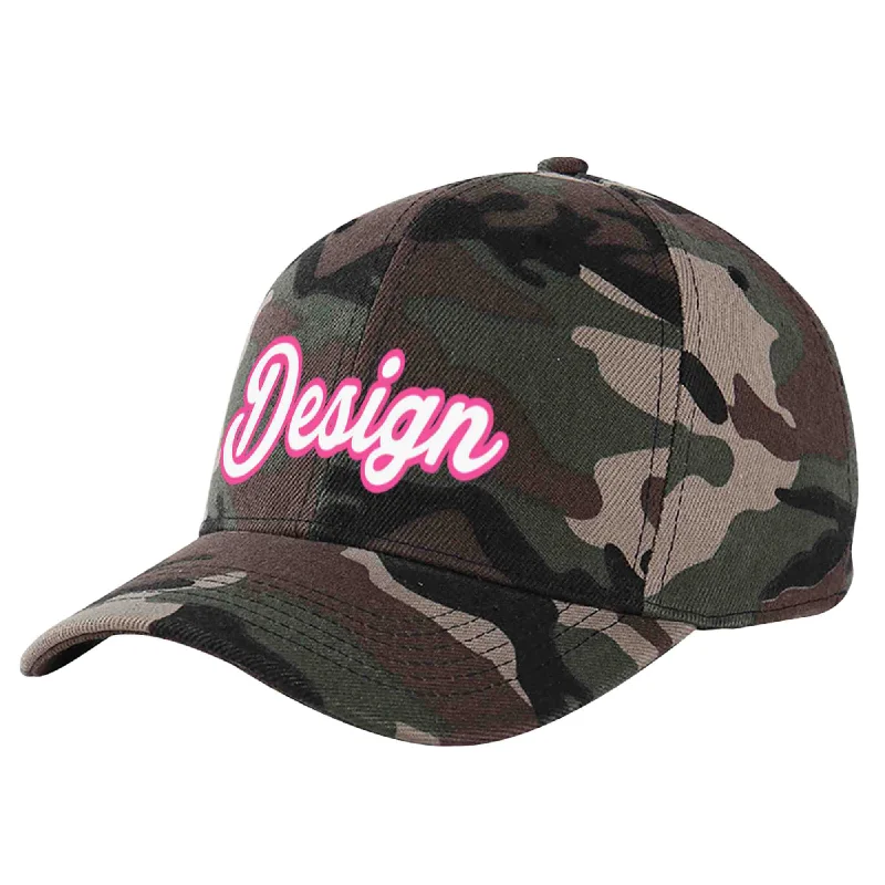 Baseball caps for specific leaguesCustom Camo White-Pink Curved Eaves Sport Design Baseball Cap