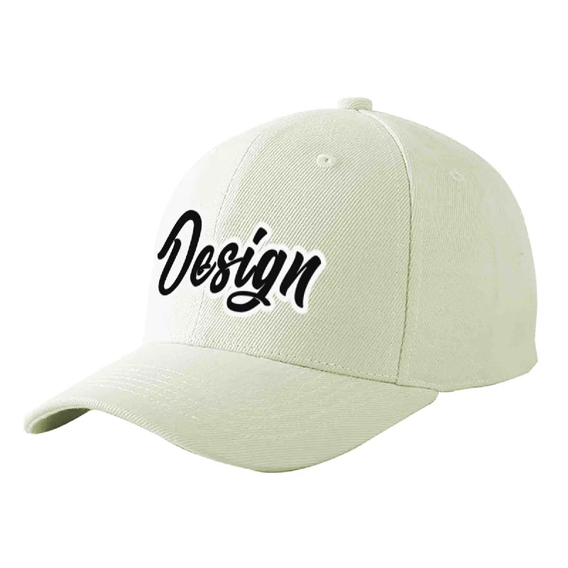 Baseball caps for womenCustom Cream Black-White Curved Eaves Sport Design Baseball Cap