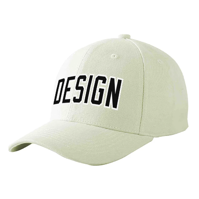 Limited edition baseball capsCustom Cream Black-White Curved Eaves Sport Design Baseball Cap