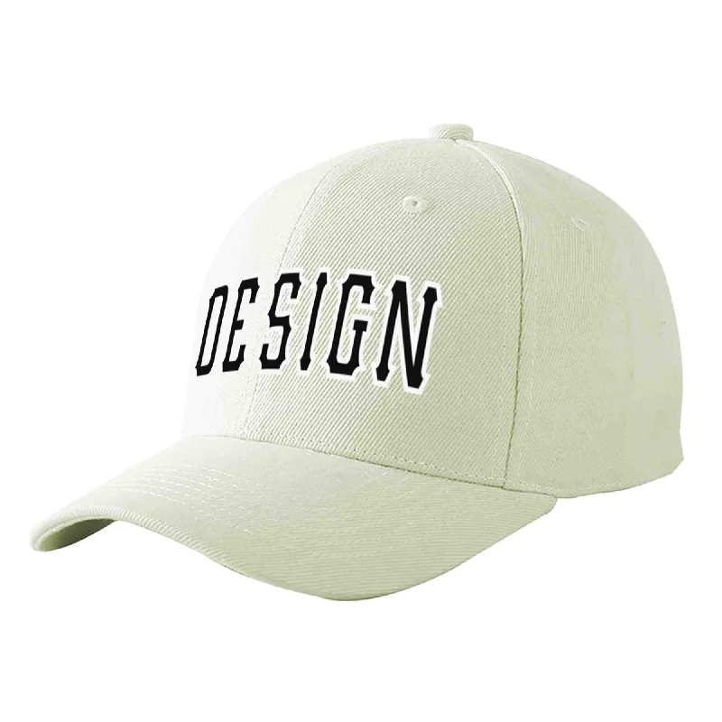 Baseball cap sales and promotionsCustom Cream Black-White Curved Eaves Sport Design Baseball Cap