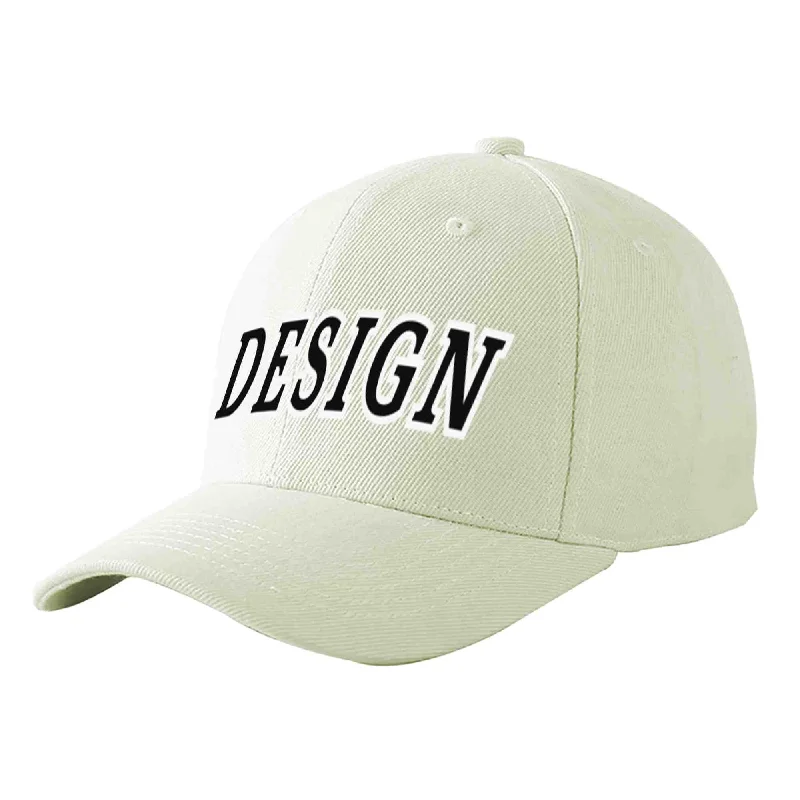 Baseball cap material comparisonCustom Cream Black-White Curved Eaves Sport Design Baseball Cap