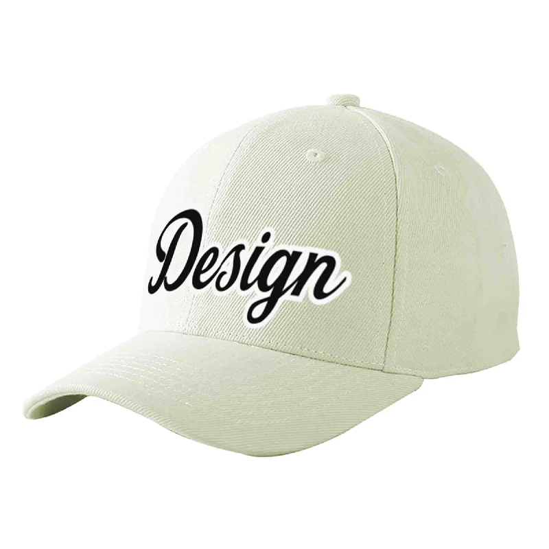 Modern baseball cap designsCustom Cream Black-White Curved Eaves Sport Design Baseball Cap