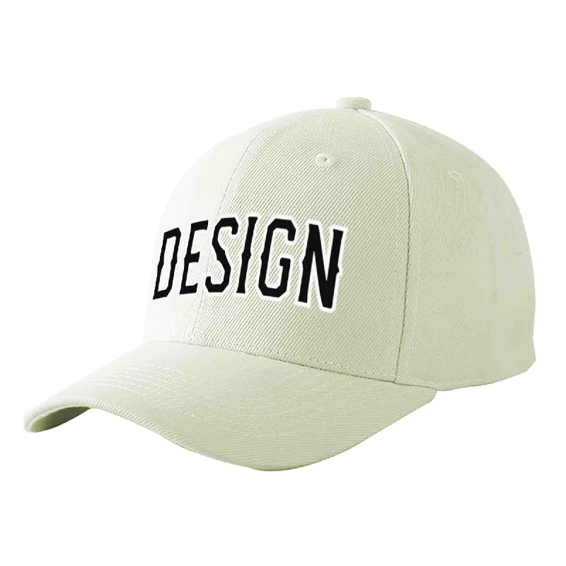 Baseball caps for casual wearCustom Cream Black-White Curved Eaves Sport Design Baseball Cap