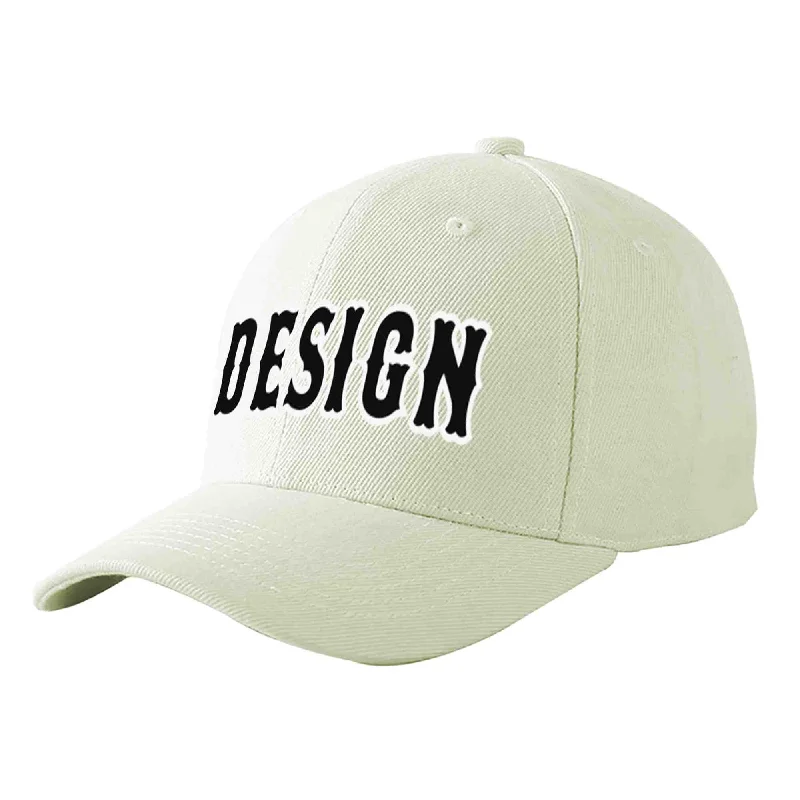 Baseball caps for different head shapesCustom Cream Black-White Curved Eaves Sport Design Baseball Cap