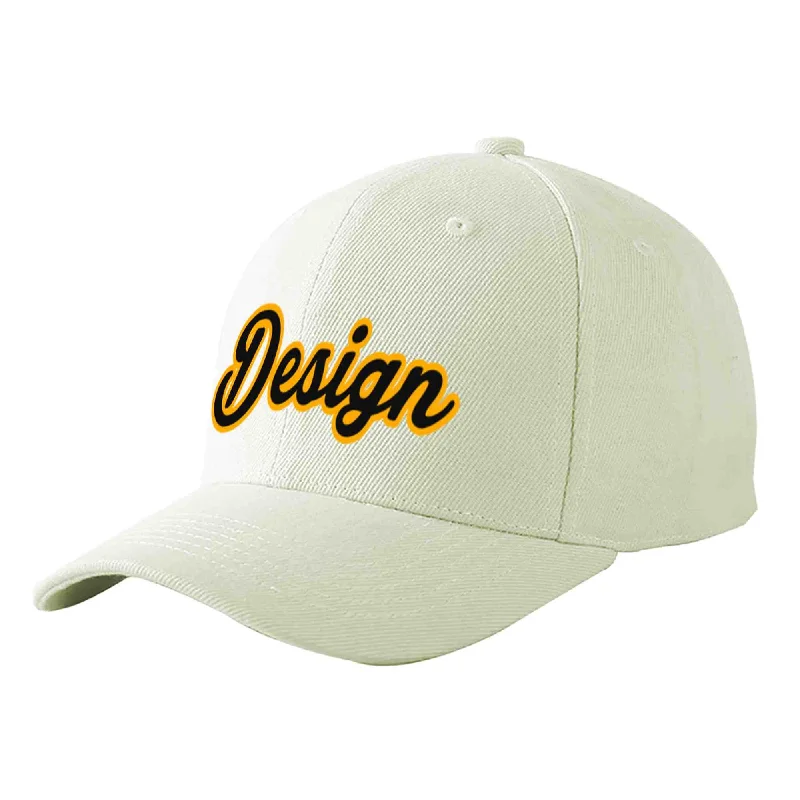 Baseball cap accessoriesCustom Cream Black-Yellow Curved Eaves Sport Design Baseball Cap