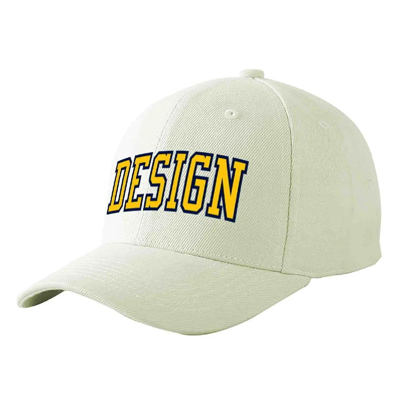 Baseball cap size guideCustom Cream Gold-Navy Curved Eaves Sport Design Baseball Cap