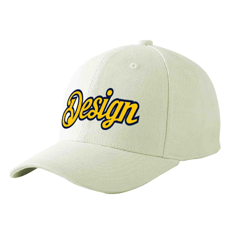 Best baseball cap brands for qualityCustom Cream Gold-Navy Curved Eaves Sport Design Baseball Cap