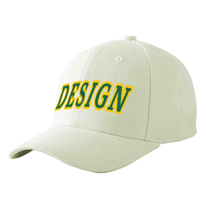 Baseball cap size guideCustom Cream Kelly Green-Gold Curved Eaves Sport Design Baseball Cap