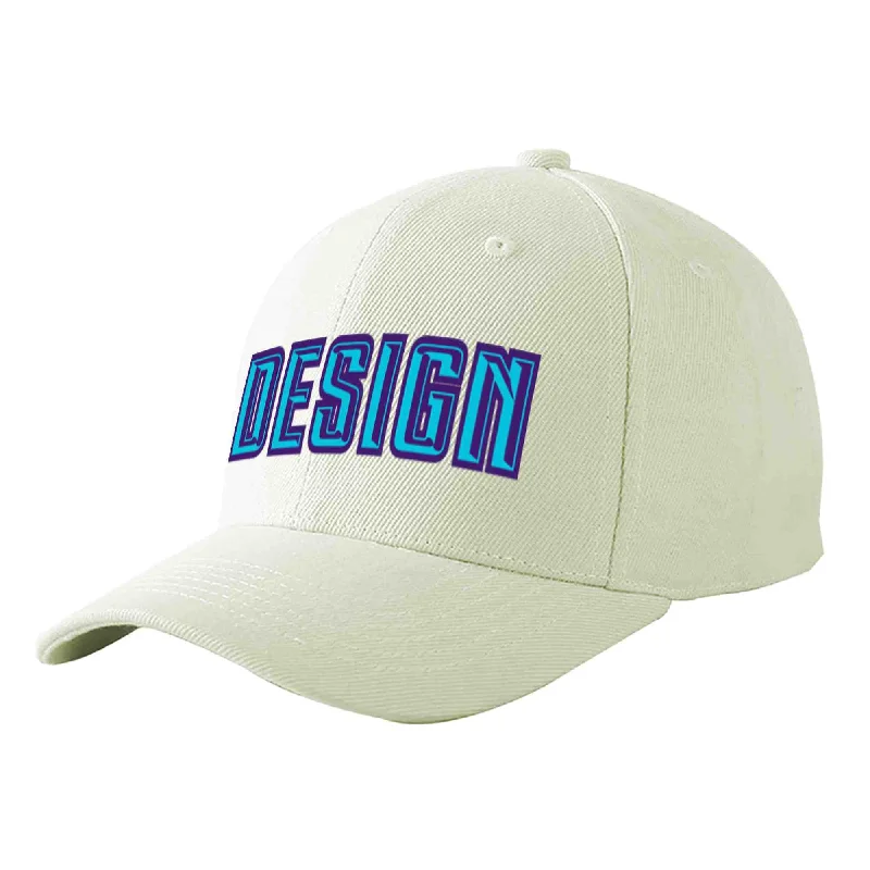 How to choose a baseball capCustom Cream Light Blue-Purple Curved Eaves Sport Design Baseball Cap