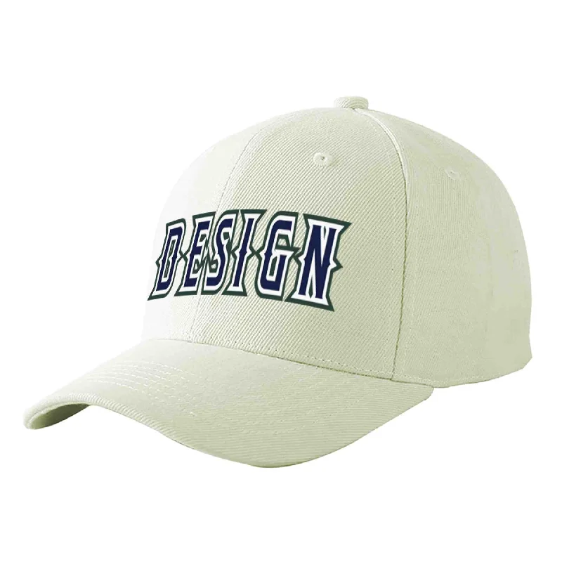 Baseball caps for adultsCustom Cream Navy-White Curved Eaves Sport Design Baseball Cap