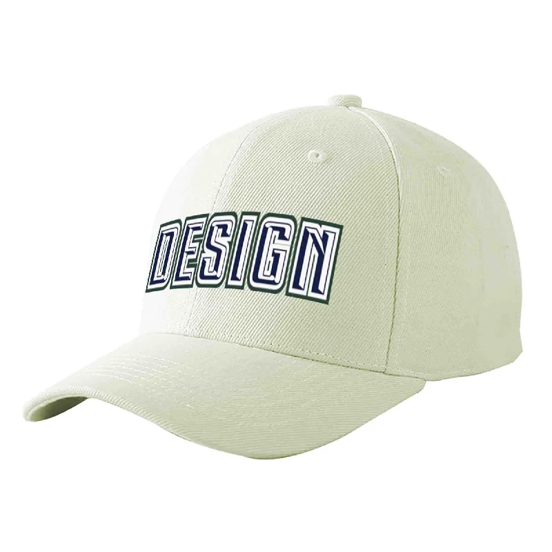 Best baseball cap brandsCustom Cream Navy-White Curved Eaves Sport Design Baseball Cap