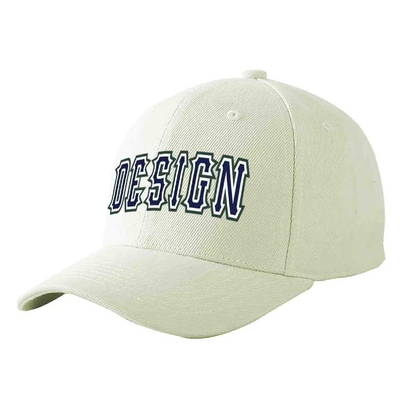 Vintage-style baseball capsCustom Cream Navy-White Curved Eaves Sport Design Baseball Cap