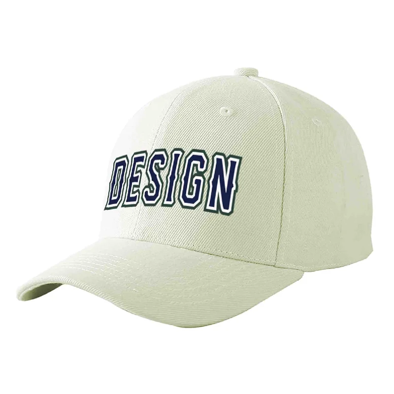 How to clean a baseball capCustom Cream Navy-White Curved Eaves Sport Design Baseball Cap