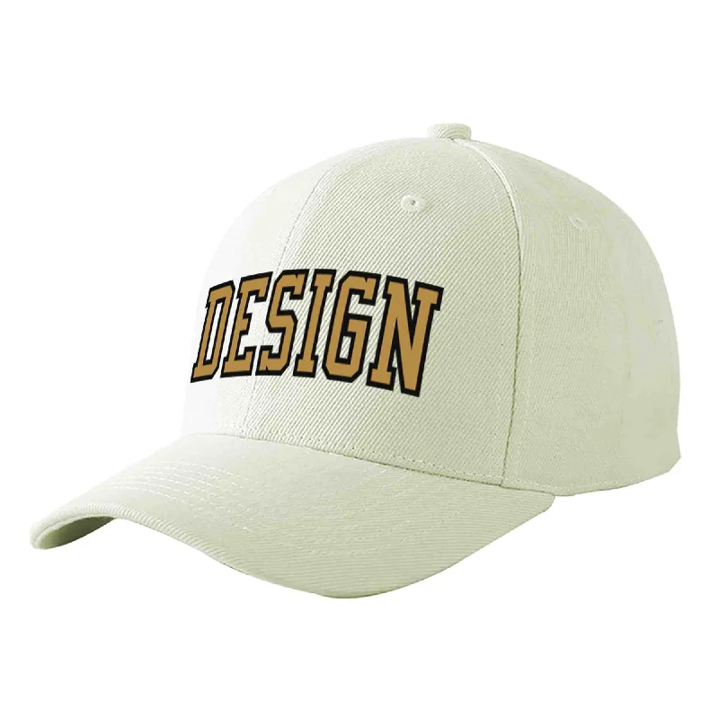 Classic baseball cap stylesCustom Cream Old Gold-Black Curved Eaves Sport Design Baseball Cap