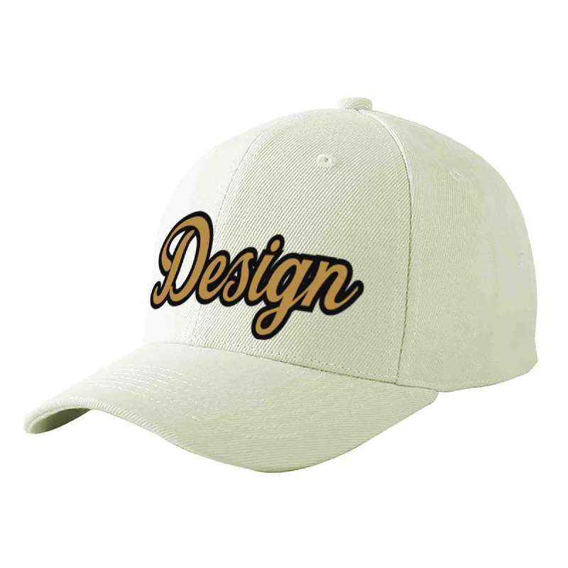 Baseball caps for different occasionsCustom Cream Old Gold-Black Curved Eaves Sport Design Baseball Cap