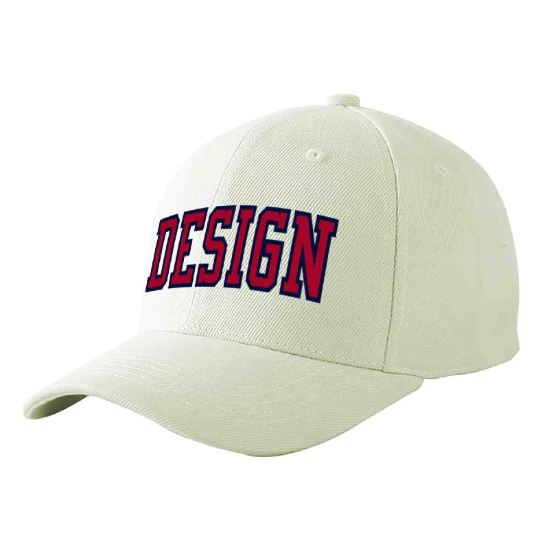 Best baseball cap brandsCustom Cream Red-Navy Curved Eaves Sport Design Baseball Cap