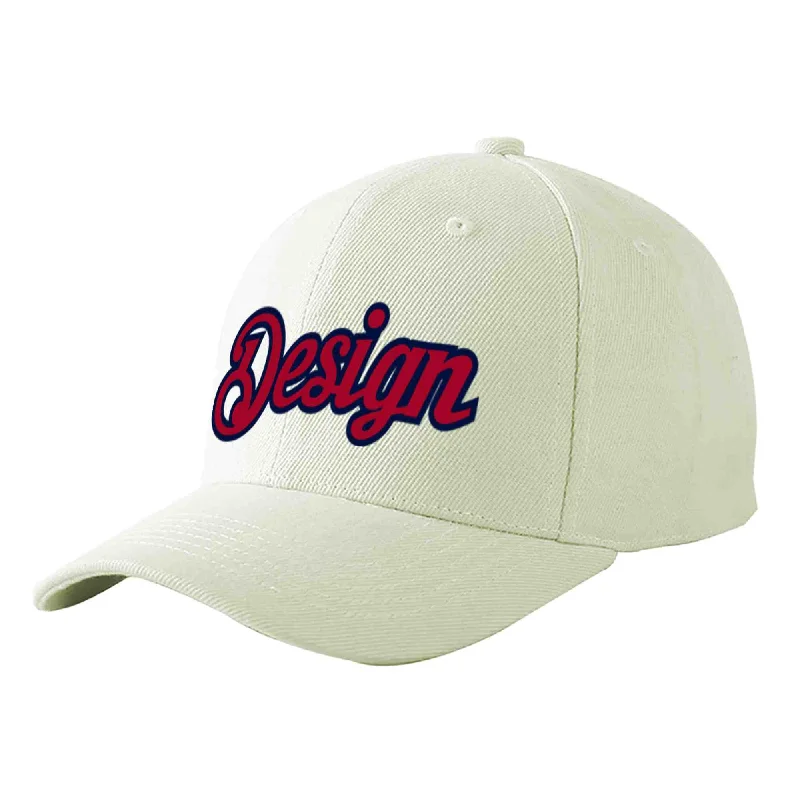 Best materials for baseball capsCustom Cream Red-Navy Curved Eaves Sport Design Baseball Cap