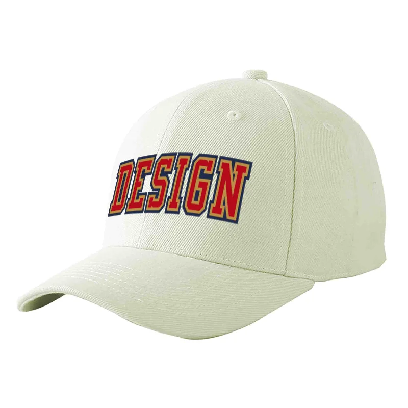 Baseball cap maintenance toolsCustom Cream Red-Old Gold Curved Eaves Sport Design Baseball Cap