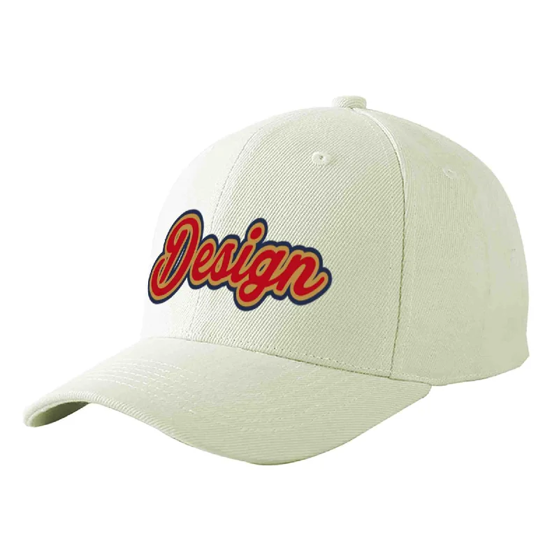 Baseball cap sales and promotionsCustom Cream Red-Old Gold Curved Eaves Sport Design Baseball Cap